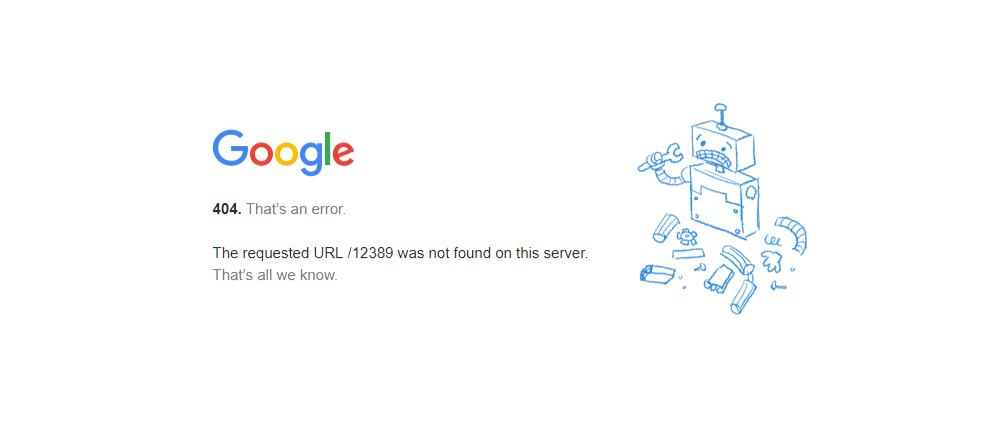 GOOGLE Error 404 Not Found !!